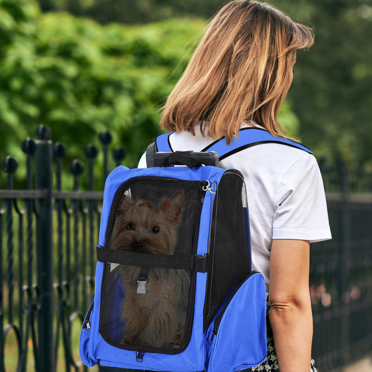 PawHut Hunde-Zubehör schwarz Edelstahl B/H/L: ca. 25x42x55 cm Tragetasche - blau/schwarz (55,00/25,00/42,00cm) - PawHut