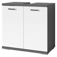 Waschbeckenunterschrank NEBRASKA anthrazit weiß Lack Hochglanz silber Holzwerkstoff Holzwerkstoff Metall B/H/T: ca. 60x59x31,5 cm NEBRASKA - weiß/anthrazit (60,00/59,00/31,50cm) - byLIVING