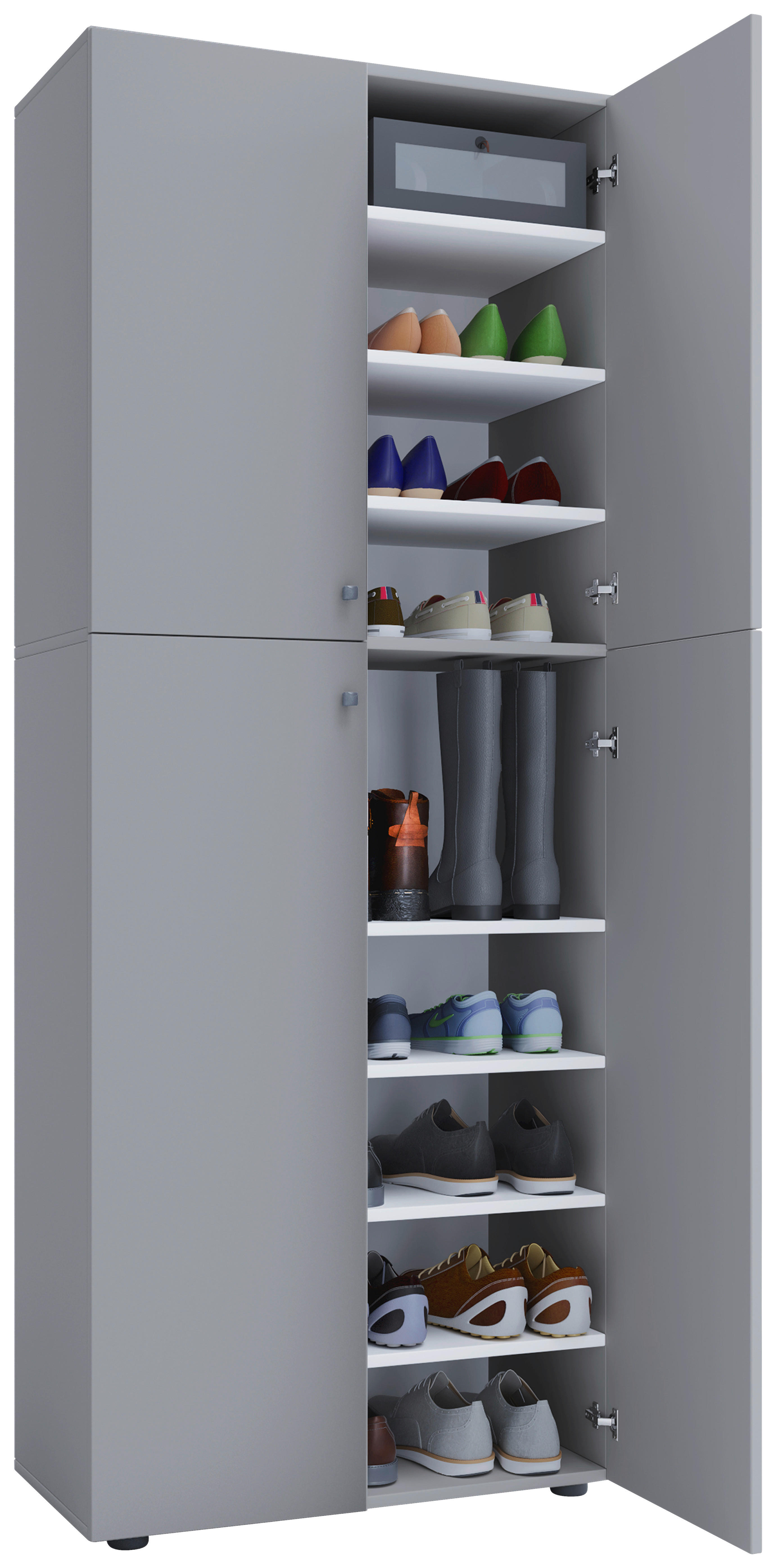 Schuhschrank Lona XXL grau weiß B/H/T: ca. 70x182x39 cm Lona XXL - weiß/grau (70,00/182,00/39,00cm) - VCM Möbel