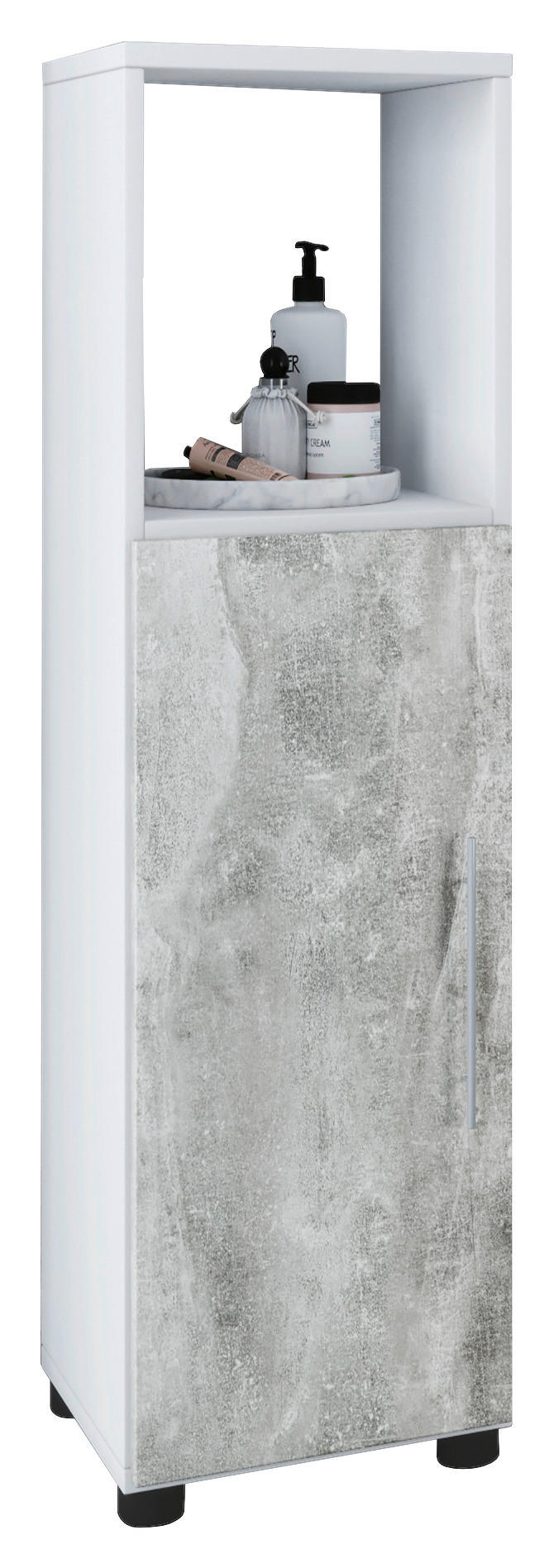 Midischrank Flandu weiß Beton Optik B/H/T: ca. 31x93x32 cm Flandu - Beton/weiß (31,00/93,00/32,00cm) - VCM Möbel