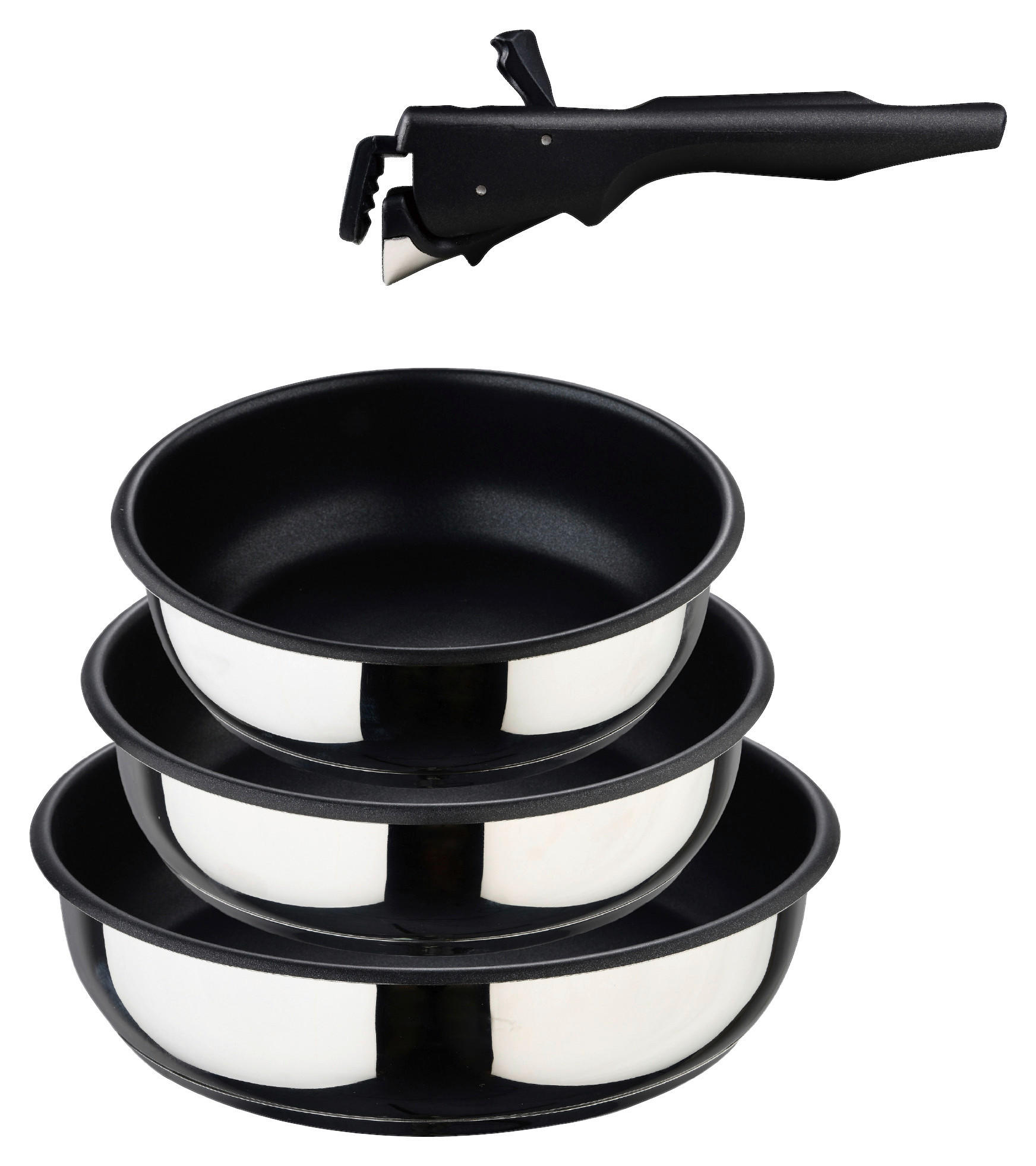 BERGNER Pfannenset Click&Cook schwarz Edelstahl 4 tlg. Click&Cook - schwarz/silber - BERGNER