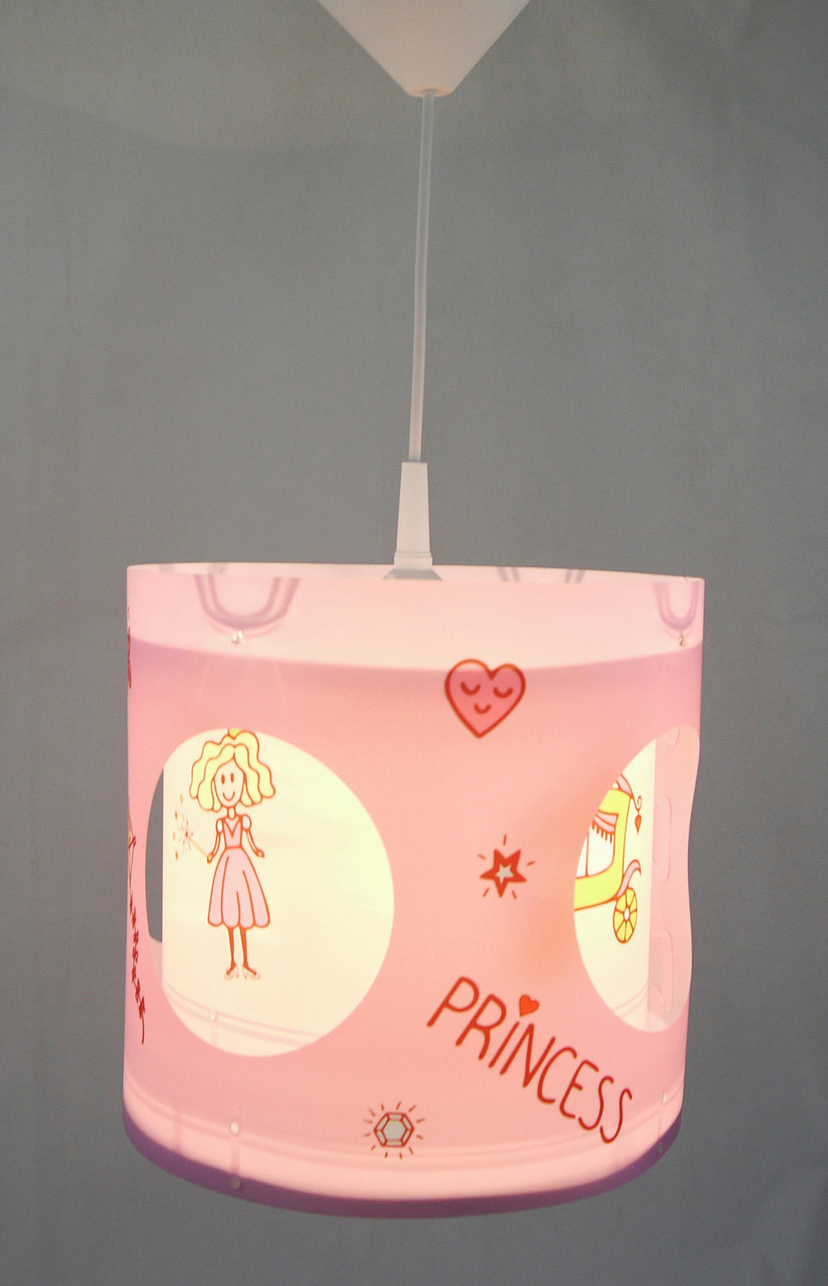 Niermann Dreh-Pendelleuchte Princess rosa Kunststoff H/D: ca. 27x25 cm E27 Dreh-Pendelleuchte_Prinzessin - rosa (25,00/27,00cm) - Niermann