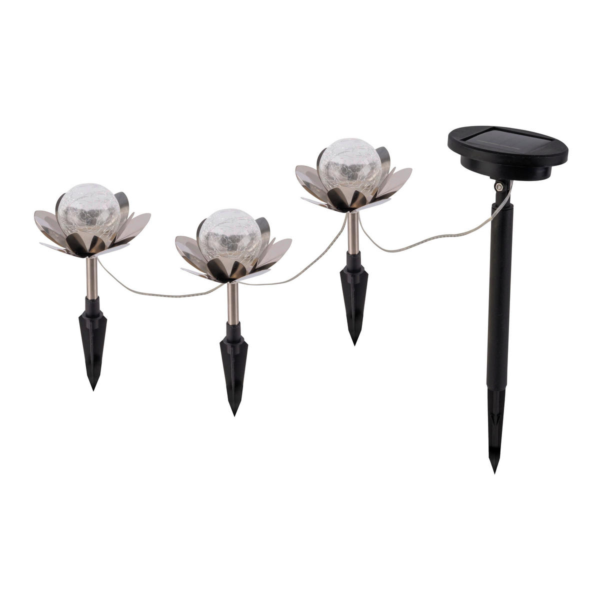 LED-Solarleuchte silber Metall Kunststoff Glas B/H/T/D: ca. 300x20x10x10 cm LULE - silber (300,00/20,00/10,00cm) - Näve Leuchten