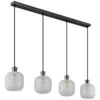 GLOBO Hängeleuchte schwarz Chrom Metall Glas B/H/L: ca. 18x95,5x25 cm E14 4 Brennstellen Hängeleuchte-Brokana - schwarz/Chrom (25,00/18,00/95,50cm) - GLOBO