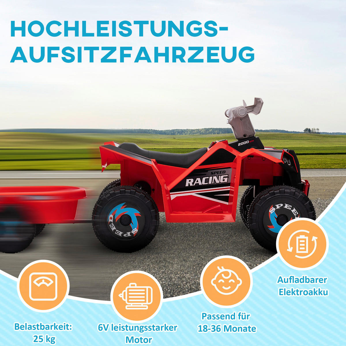 HOMCOM Kinder Elektrofahrzeug schwarz B/H/L: ca. 41,5x48,5x106 cm Kinder Elektrofahrzeug - rot/schwarz (106,00/41,50/48,50cm) - HOMCOM