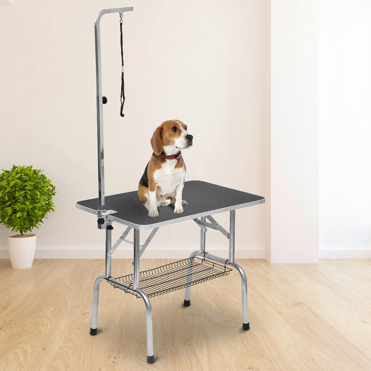 PawHut Hundetrimmtisch schwarz Gummi B/H/L: ca. 62x77x92 cm Hundetrimmtisch - schwarz/silber (92,00/62,00/77,00cm) - PawHut