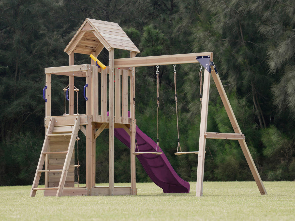 AXI Spielturm Moos lila B/H/L: ca. 342x267x375 cm Moos - lila/braun (375,00/342,00/267,00cm) - AXI