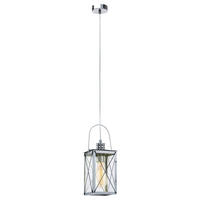 Eglo Pendelleuchte silber Glas Stahl B/H/L: ca. 15x110x15 cm E27 1 Brennstellen Donmington - silber (15,00/15,00/110,00cm) - Eglo