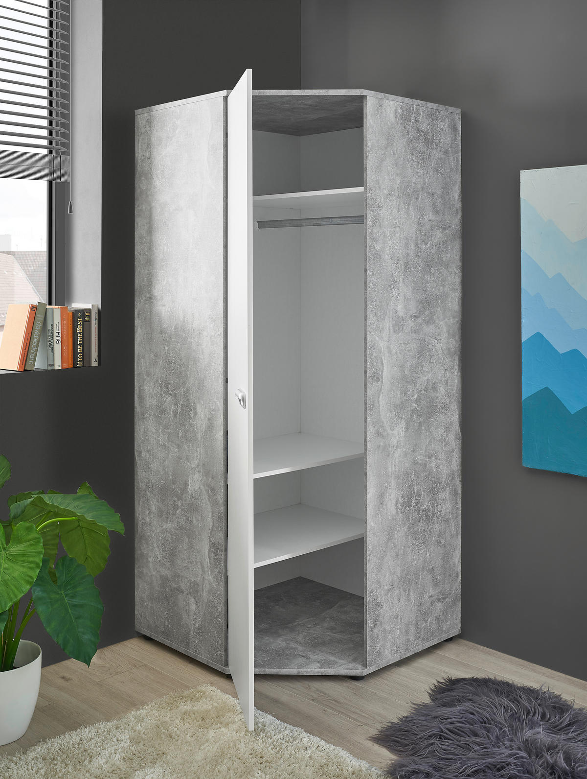 Eckschrank Matino Beton B/H/T: ca. 84x191x84 cm Matino - Beton/weiß (84,00/191,00/84,00cm)