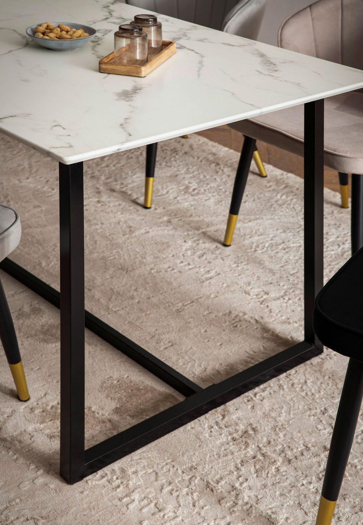 Esstisch weiß Marmor Optik B/H/T: ca. 180x76x90 cm Esstisch - weiß (180,00/76,00/90,00cm) - Wohnling