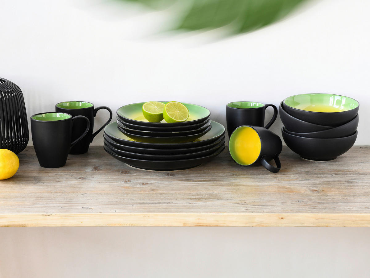 CreaTable Kombiservice HOT GREEN grün Steinzeug 16 tlg. HOT GREEN - grün - CreaTable