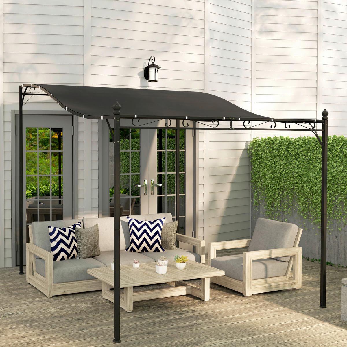 Outsunny Anbaupavillon dunkelgrau Metall B/H/L: ca. 298x250x248 cm Anbaupavillon - dunkelgrau (248,00/298,00/250,00cm) - Outsunny
