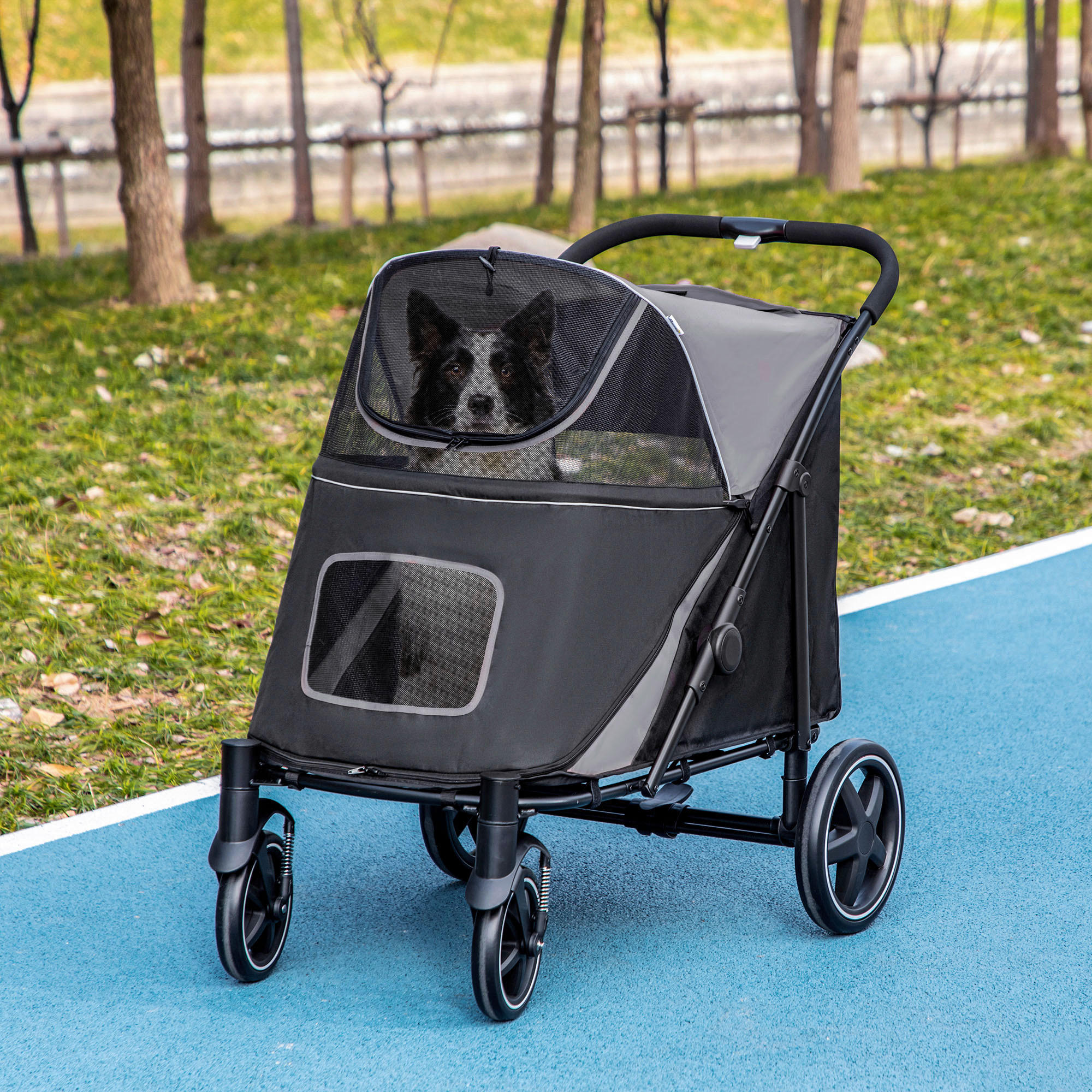 PawHut Hunde-Zubehör grau Edelstahl B/H/L: ca. 65x112x100 cm Hundwagen - grau (100,00/65,00/112,00cm) - PawHut