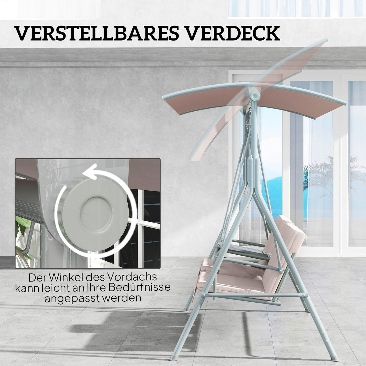 Outsunny Hollywoodschaukel beige Metall B/H/L: ca. 112x165x175 cm Hollywoodschaukel - beige (175,00/112,00/165,00cm) - Outsunny