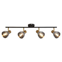 Searchlight Strahler messing schwarz Stahl Glas B/H/L: ca. 19x19,5x81 cm E14 4 Brennstellen Westminster - messing/schwarz (81,00/19,00/19,50cm) - Searchlight