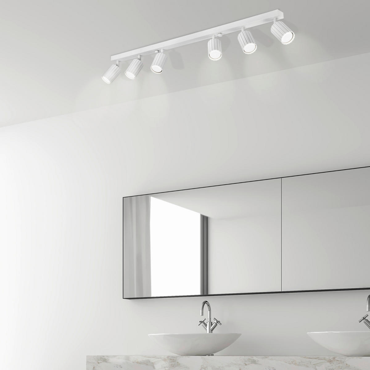 Lamkur Strahler weiß Stahl B/H/L: ca. 6,5x16,5x117 cm 6 Brennstellen Prisma - weiß (117,00/6,50/16,50cm) - Lamkur