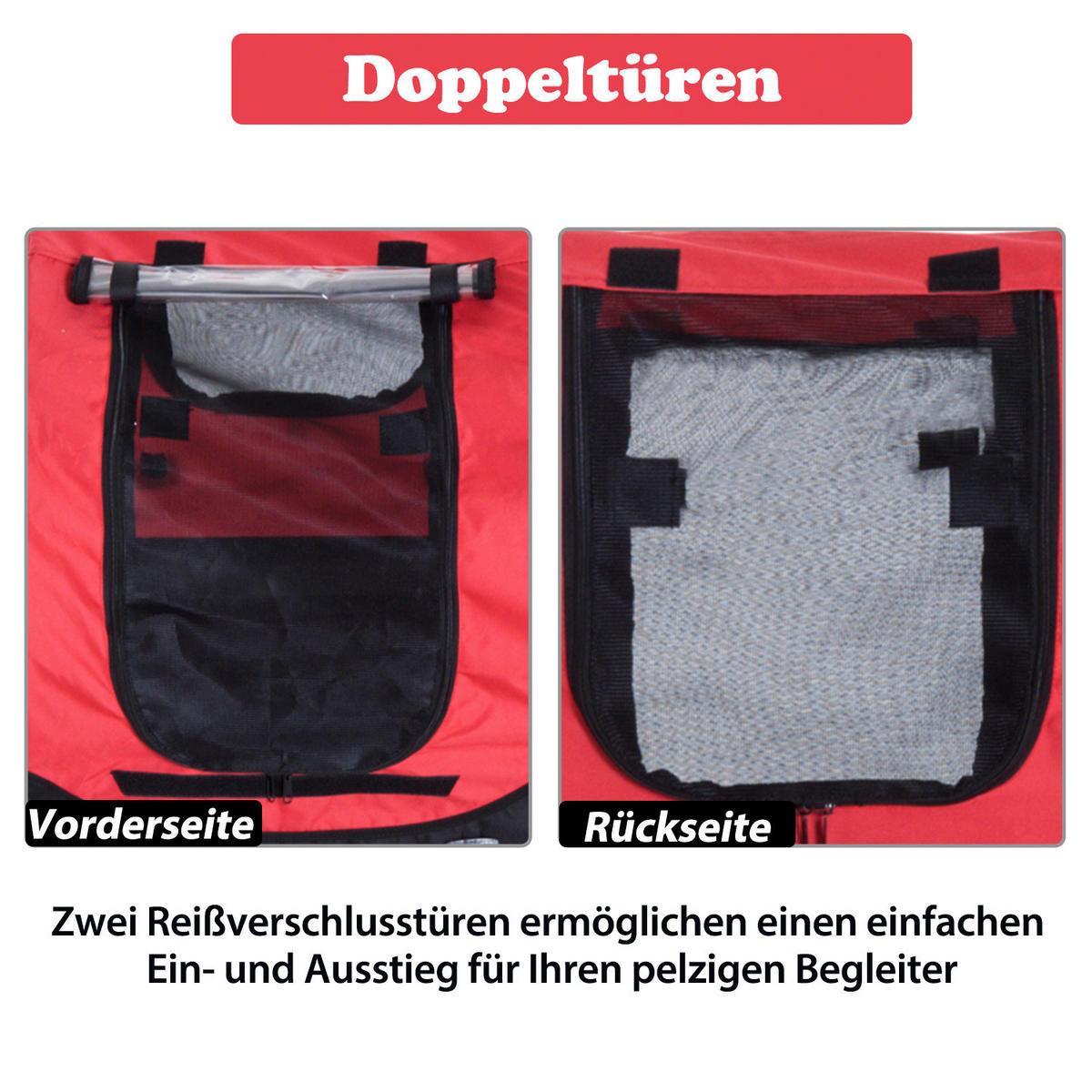 PawHut Fahrradanhänger 20 Zoll schwarz schwarz B/H/L: ca. 75x64x135 cm Radanhänger f. Hunde B4-0003 - rot/schwarz (135,00/75,00/64,00cm) - PawHut