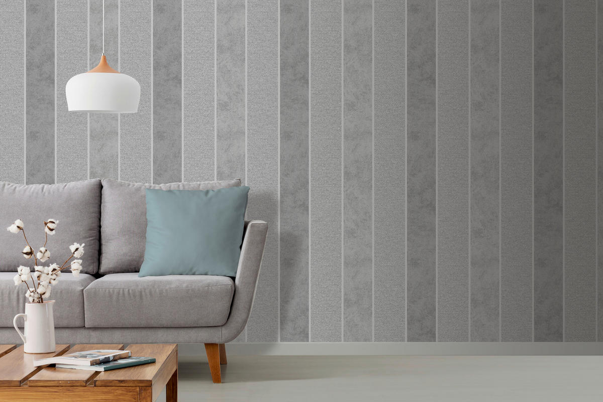 Vinyltapete Streifen grau dunkelgrau B/L: ca. 53x1005 cm Vinyltapete_A74709 - dunkelgrau/grau (53,00/1005,00cm)