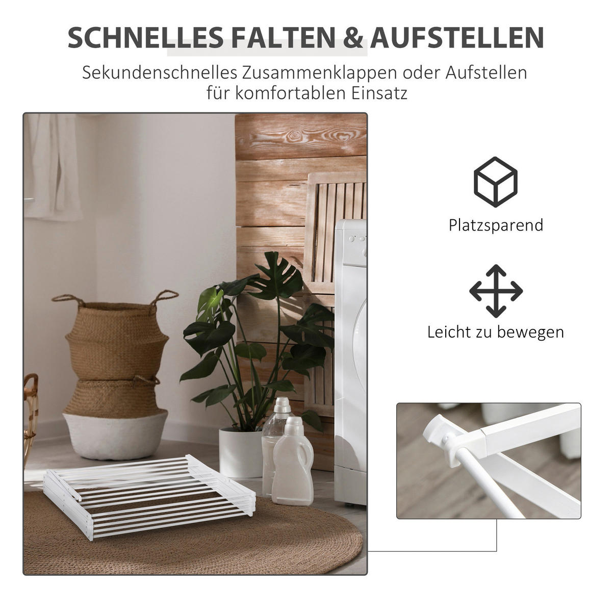 HOMCOM Wäscheständer weiß Kunststoff B/H/L: ca. 35x74x144 cm Wäscheständer - weiß (144,00/35,00/74,00cm) - HOMCOM