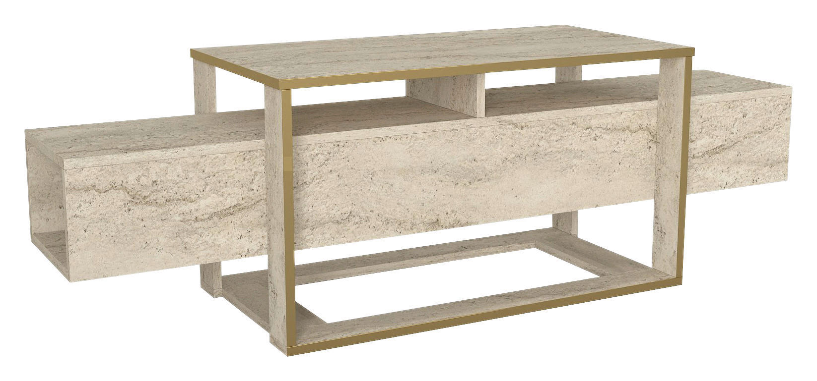 TV-Lowboard Bianco beige granit Optik B/H/T: ca. 160x49,8x46,1 cm Bianco - beige/granit (160,00/49,80/46,10cm) - moebel17