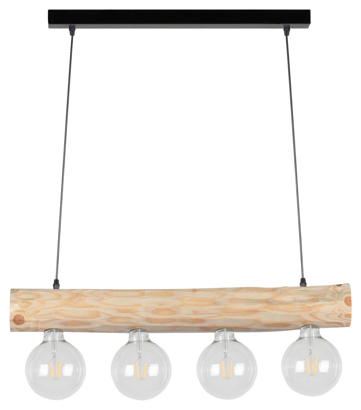 SPOT Light Pendelleuchte SP-69860404 Trabo Simple natur schwarz Holz Metall H/L/D: ca. 110x70x10 cm E27 4 Brennstellen Trabo Simple - natur/schwarz (10,00/110,00cm) - SPOT Light