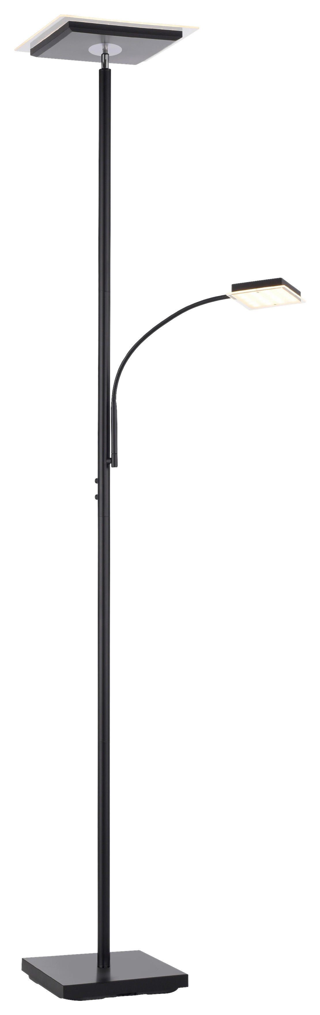 Just Light LED-Deckenfluter HANS 11710-18 schwarz Eisen Kunststoff B/H/T: ca. 25x190x25 cm 2 Brennstellen HANS - schwarz (25,00/190,00/25,00cm) - Just Light