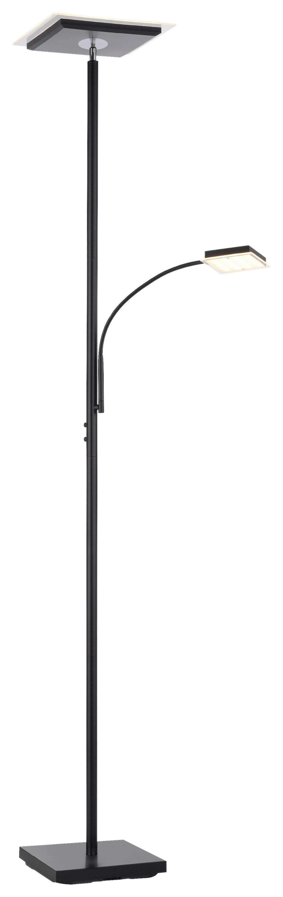Just Light LED-Deckenfluter HANS 11710-18 schwarz Eisen Kunststoff B/H/T: ca. 25x190x25 cm 2 Brennstellen HANS - schwarz (25,00/190,00/25,00cm) - Just Light