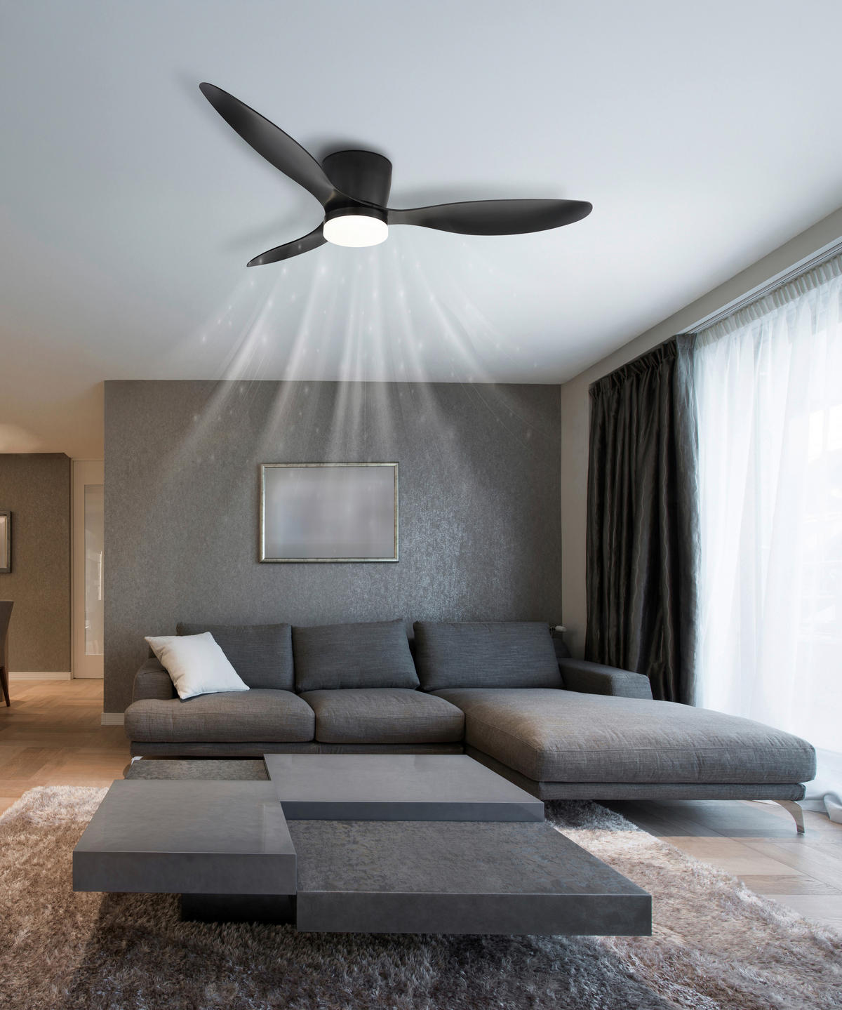 GLOBO Deckenventilator schwarz B/H/L: ca. 30,5x24x65 cm Deckenventilator-Armando - schwarz (65,00/30,50/24,00cm) - GLOBO