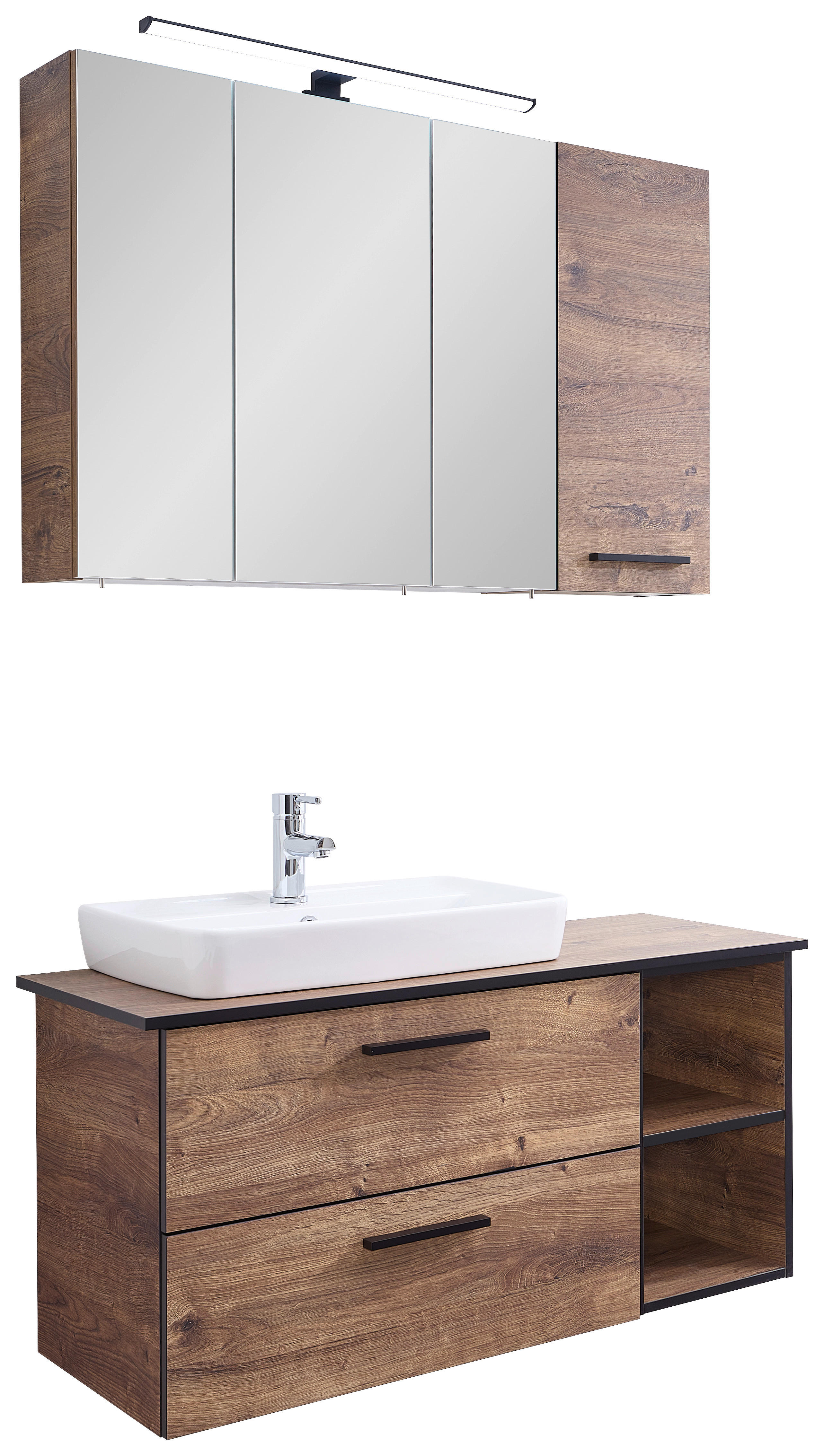 Badezimmer-Set Quickset 374 Eiche Ribeck Nachbildung B/H/T: ca. 105x200x44,5 cm Quickset 374 - Eiche (105,00/200,00/44,50cm) - Pelipal