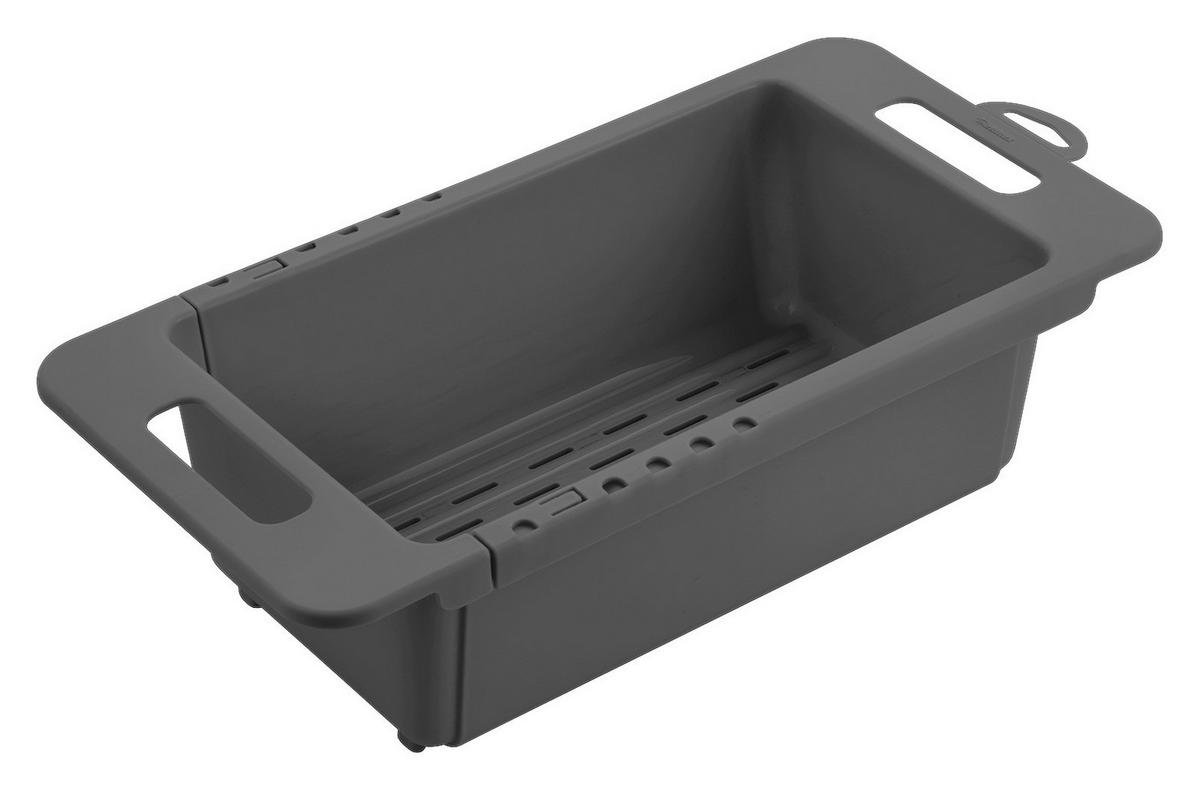 Metaltex Haushaltshelfer grau Kunststoff B/H/L: ca. 18x37,8x10 cm Spülkorb_Drain-Flex - grau (10,00/18,00/37,80cm) - Metaltex