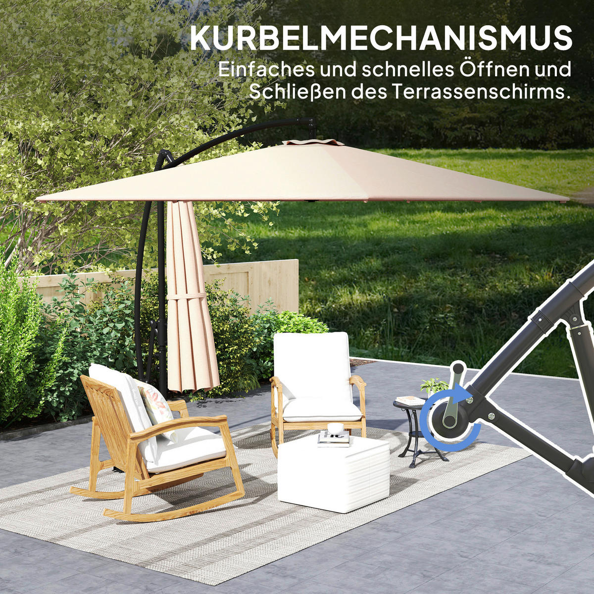 Outsunny Ampelschirm khaki Polyester B/H/L: ca. 250x235x295 cm Ampelschirm - khaki (295,00/250,00/235,00cm) - Outsunny
