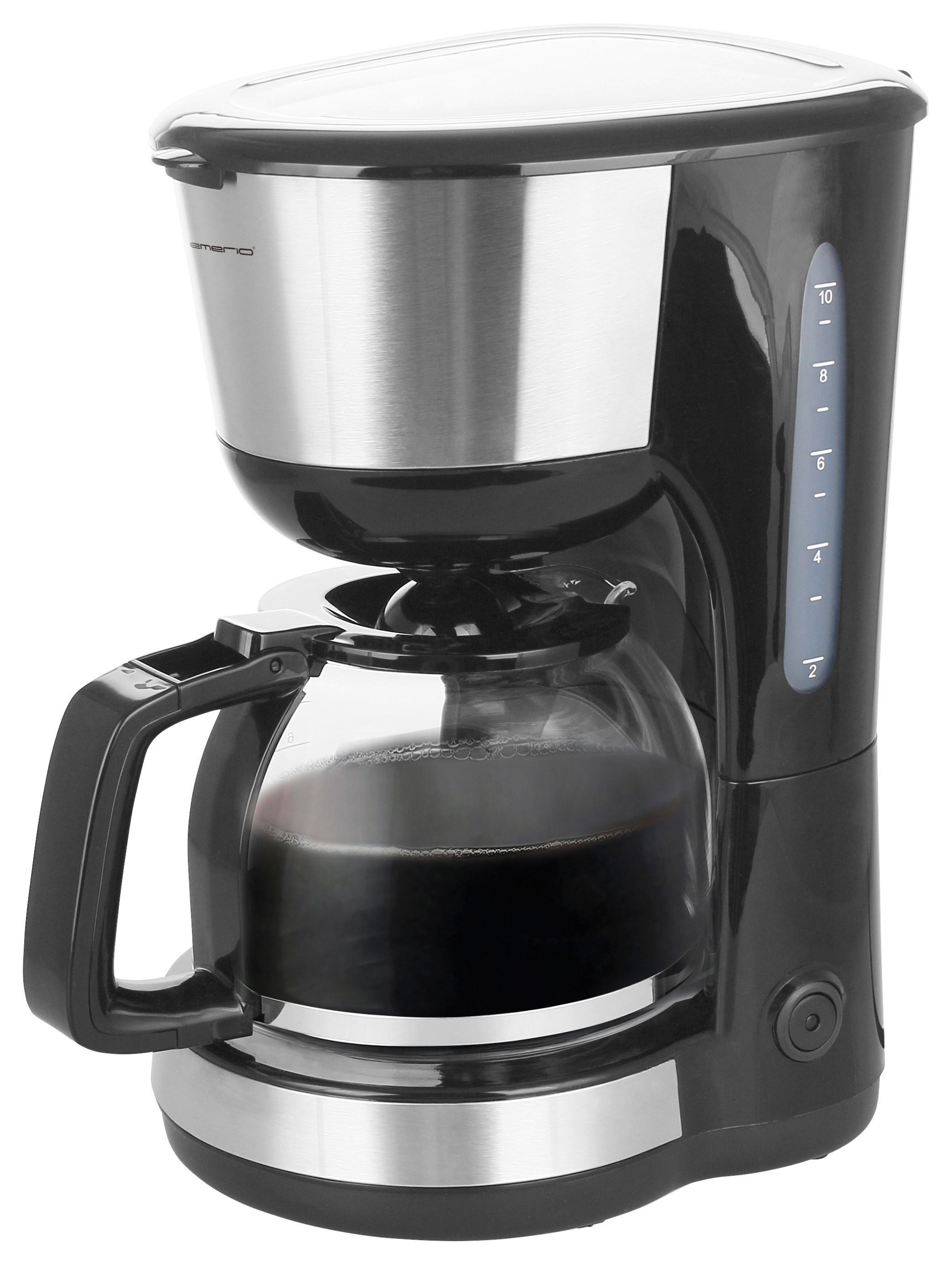 Emerio Kaffeeautomat CME-122933.7 silber schwarz Kunststoff B/H/T: ca. 18x31x25 cm Kaffeeautomat CME-122933.7 - schwarz/silber (18,00/31,00/25,00cm) - Emerio