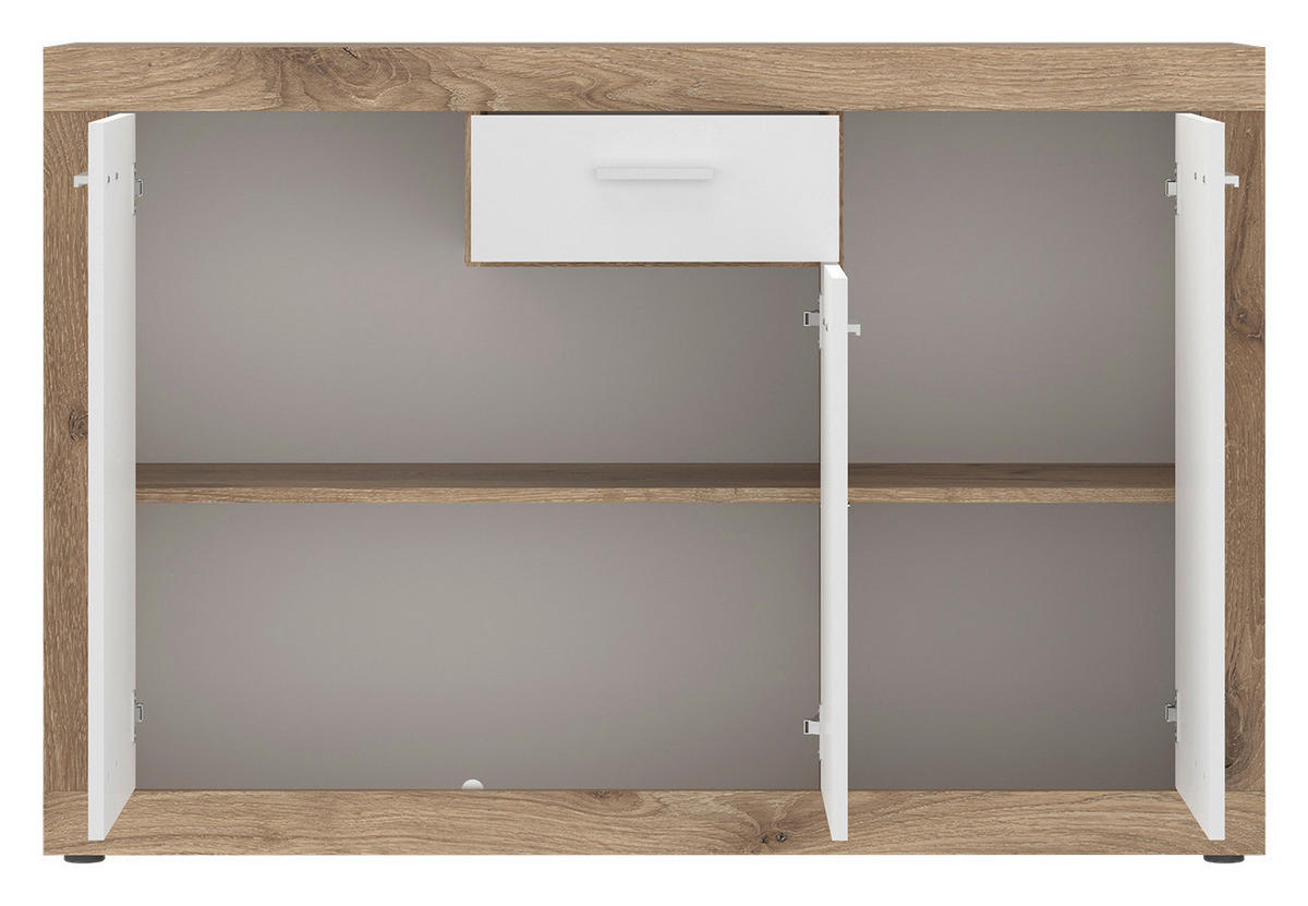 Kommode Focus Eiche Viking Nachbildung weiß glänzend B/H/T: ca. 133,9x90x39 cm Focus - weiß (133,90/90,00/39,00cm)