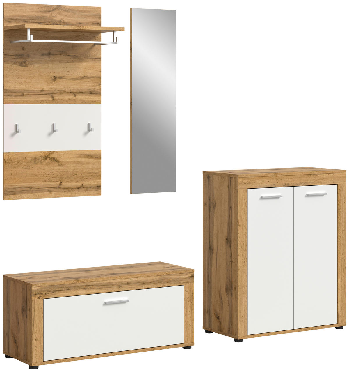 Garderobe JAM Eiche Wotan Nachbildung weiß B/H/T: ca. 200x191x35 cm JAM - Eiche/weiß (200,00/191,00/35,00cm) - xonox.home