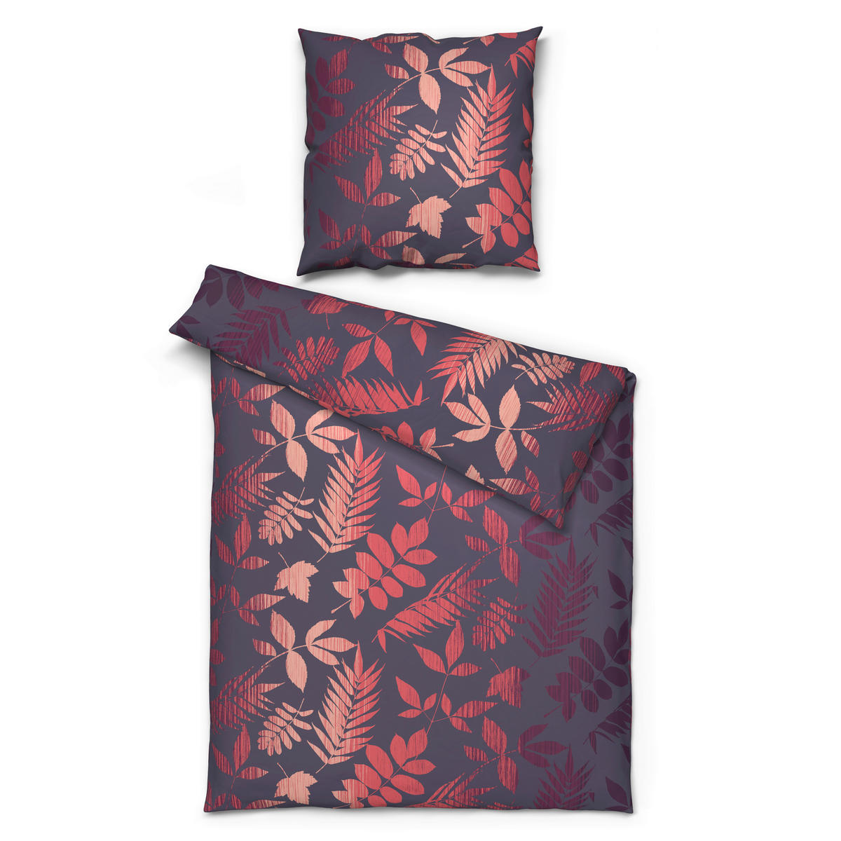 Baumwoll Bettwäsche Cotton touch Bettwäsche_Cotton-Touch Laub - lila/bordeaux (135,00/200,00cm) - Sensation
