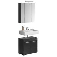 Badezimmer-Set LINUS schwarz schwarz Hochglanz B/H/T: ca. 60x182x34 cm LINUS - schwarz (60,00/182,00/34,00cm) - xonox.home