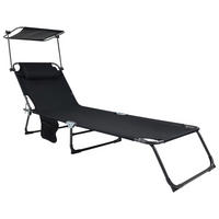 VCM Sonnenliege Bindox schwarz Textilene B/H/L: ca. 55x24x185 cm Bindox - schwarz (185,00/55,00/24,00cm) - VCM