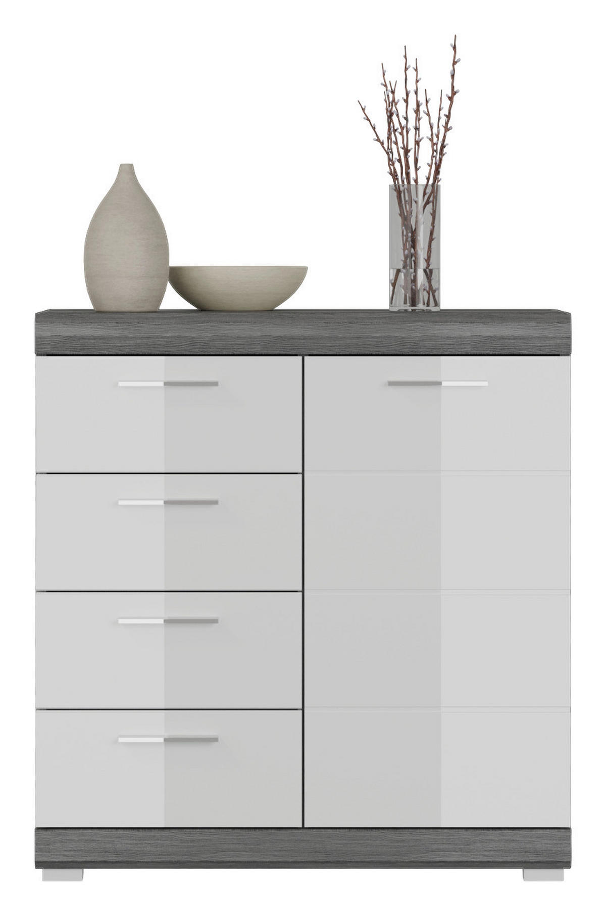 Kommode SCOUT Rauchsilber Nachbildung weiß Hochglanz B/H/T: ca. 80x85x37 cm SCOUT - weiß (80,00/85,00/37,00cm) - xonox.home