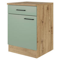 Flex-Well Unterschrank Cara grün B/H/T: ca. 60x85x60 cm Cara - Eiche/schwarz (60,00/85,00/60,00cm) - Flex-Well