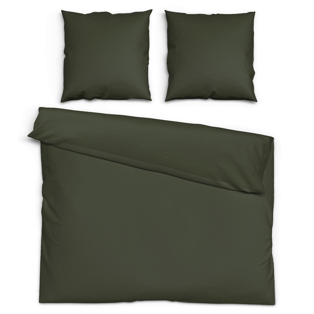 Baumwoll Bettwäsche dunkelgrün Baumwolle B/L: ca. 200x200 cm Bettwäsche_Renforce Uni 200x200cm - dunkelgrün (200,00/200,00cm)