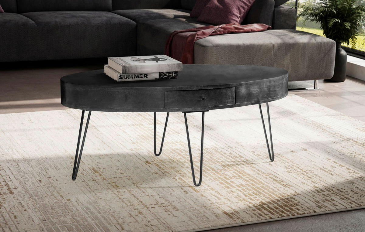 Couchtisch schwarz B/H/T: ca. 100x40x50 cm Couchtisch - schwarz (100,00/40,00/50,00cm) - Wohnling