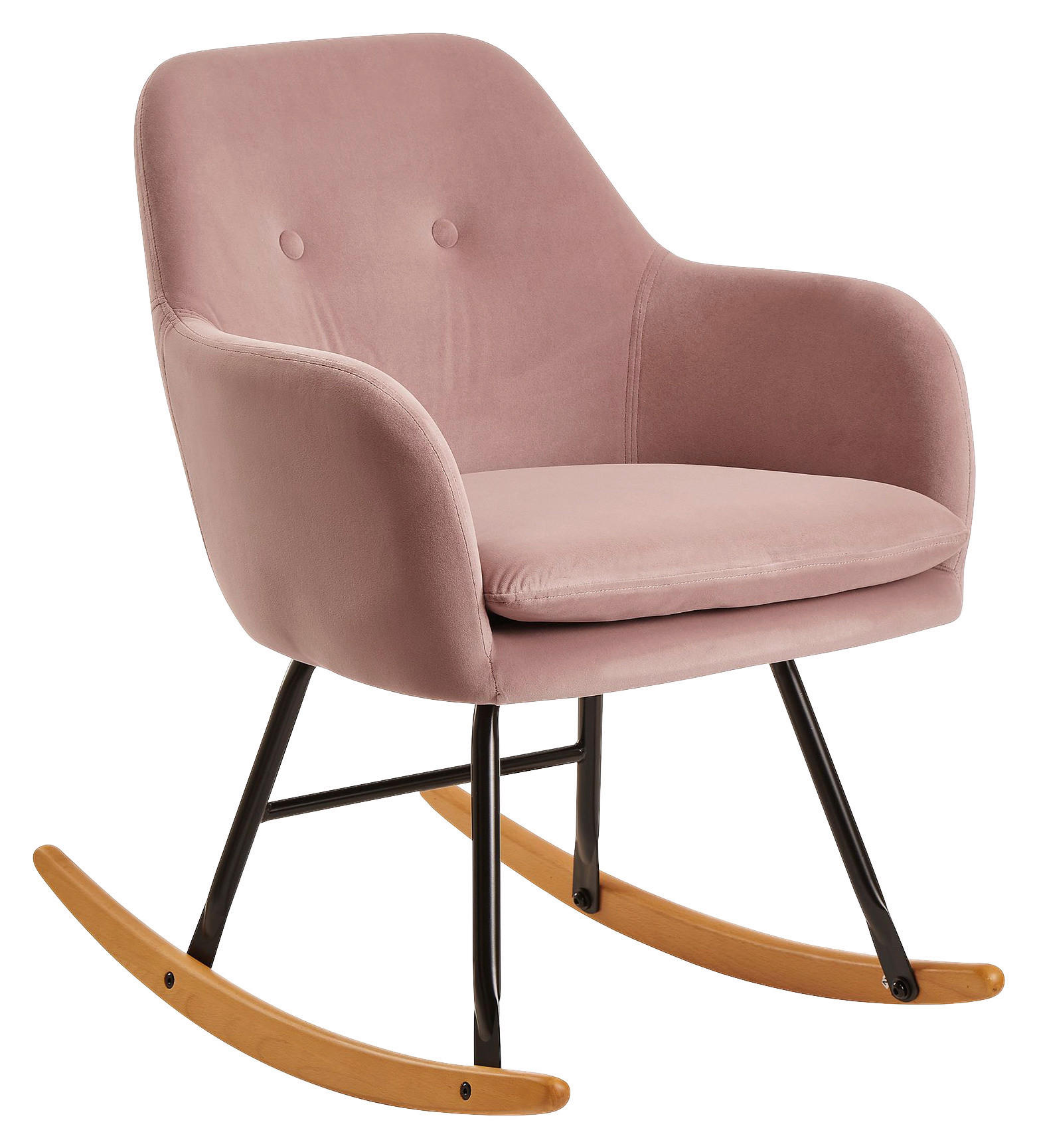 Stuhl rosa Samt schwarz lackiert natur Samt Eisen Echtholz B/H/T: ca. 71x76x70 cm Schaukelstuhl - natur/schwarz (71,00/76,00/70,00cm)