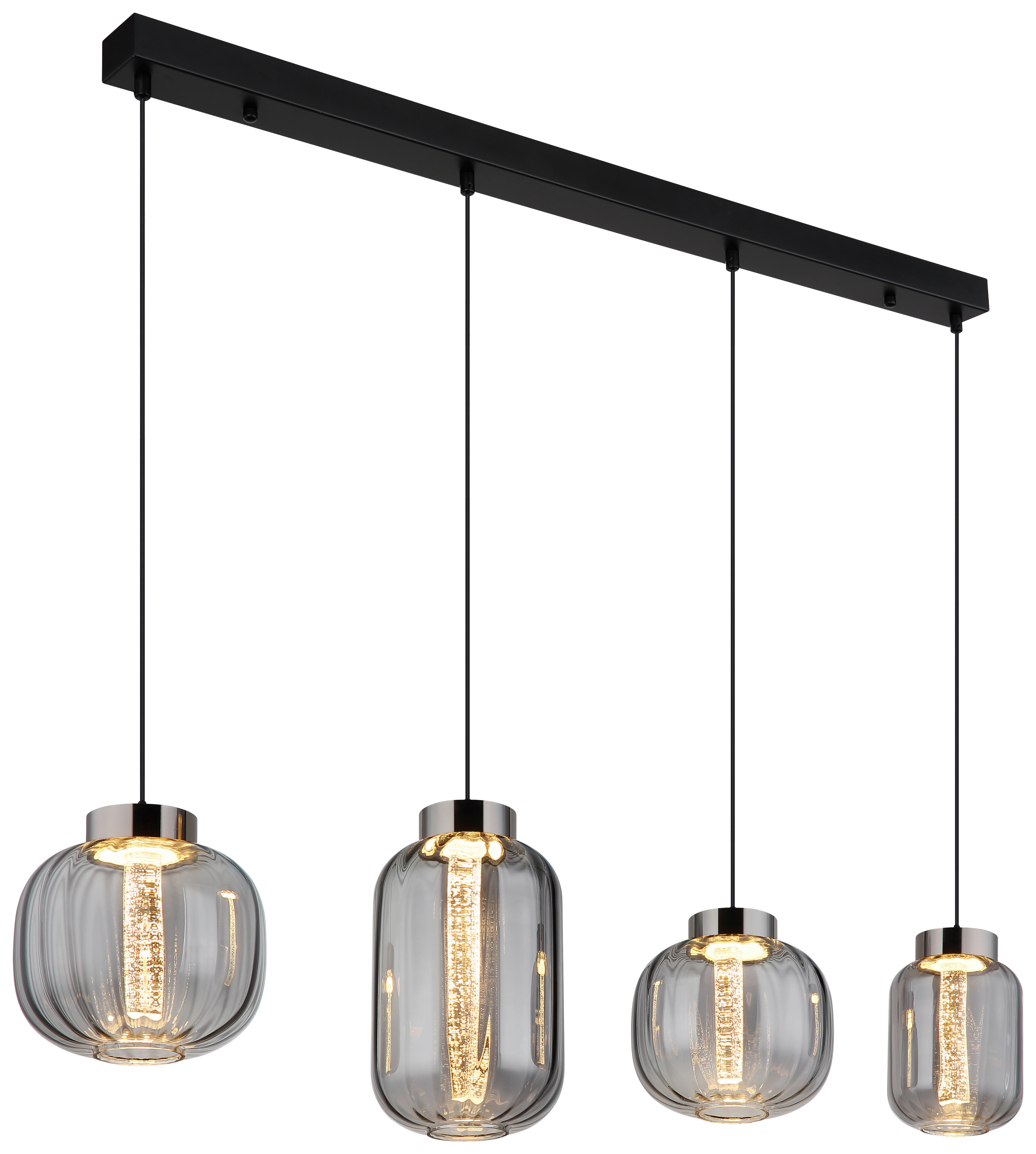 GLOBO LED-Pendelleuchte Rauch schwarz Glas Metall B/H/T: ca. 21x150x120 cm FLUORO - schwarz/Rauch (21,00/150,00/120,00cm) - GLOBO