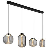 GLOBO LED-Pendelleuchte Rauch schwarz Glas Metall B/H/T: ca. 21x150x120 cm FLUORO - schwarz/Rauch (21,00/150,00/120,00cm) - GLOBO