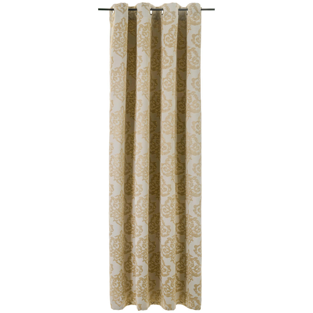 Thumbnail - Ösenvorhang Ornament champagner B/L: ca. 135x245 cm
