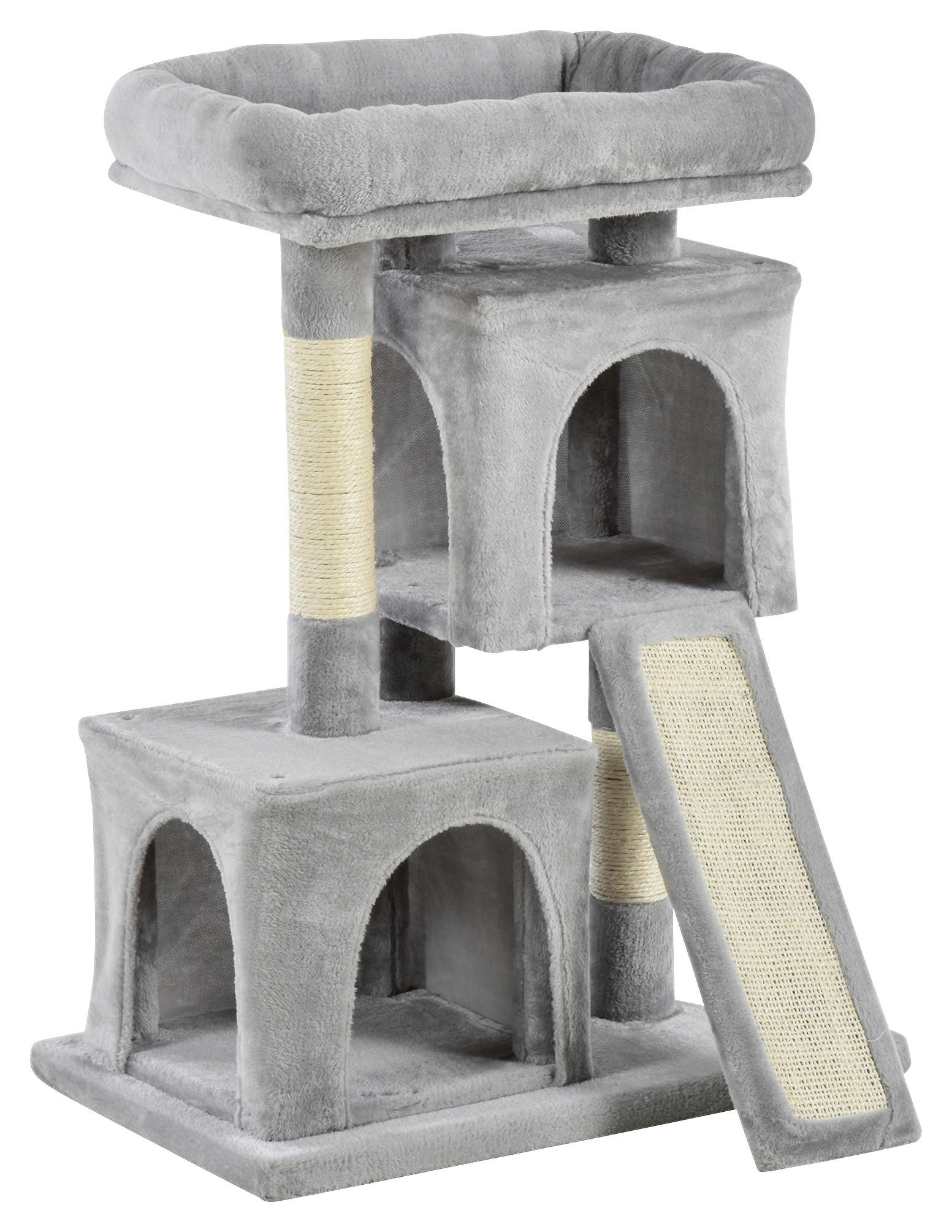 PawHut Kratzbaum hellgrau Spanplatte B/H/L: ca. 39x83x59 cm Kratzbaum - hellgrau (59,00/39,00/83,00cm) - PawHut