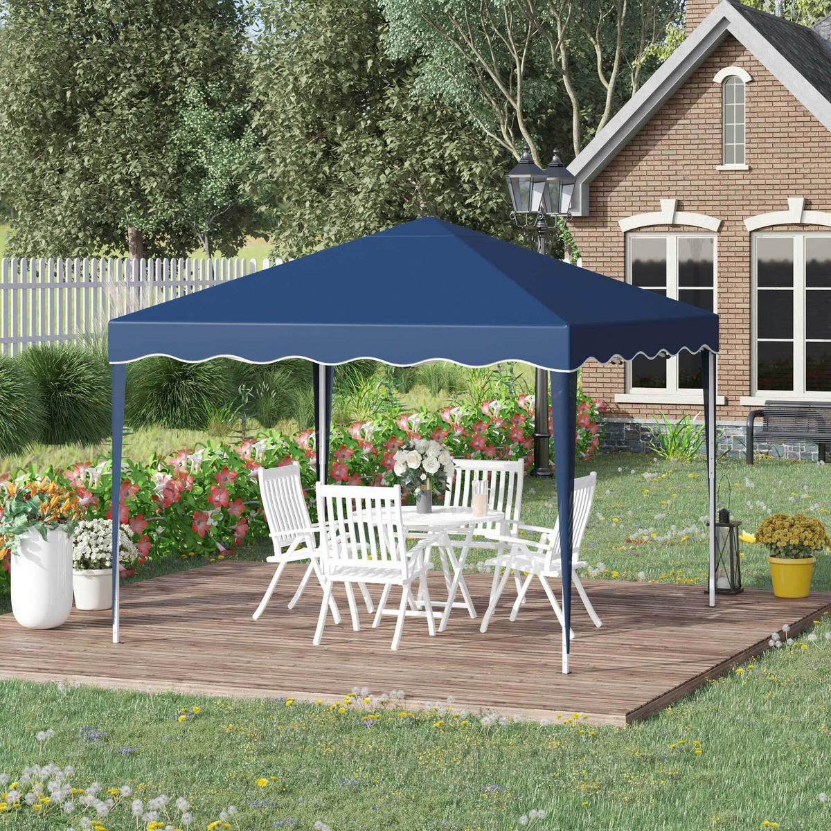 Outsunny Faltpavillon blau Stahl B/H/L: ca. 295x260x295 cm Faltpavillon - blau (295,00/295,00/260,00cm) - Outsunny