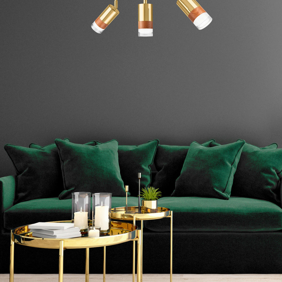 Lamkur Deckenleuchte gold Stahl Glas B/H/L: ca. 8x19x45 cm 3 Brennstellen AURORA - gold (45,00/8,00/19,00cm) - Lamkur