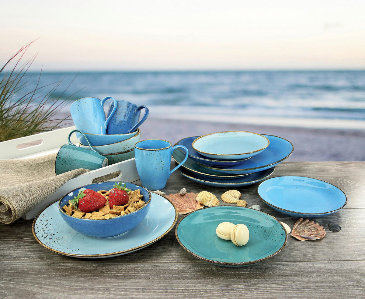 CreaTable Kombiservice Nature Collection Aqua blau Keramik 16 tlg. Nature Collection Aqua - blau - CreaTable
