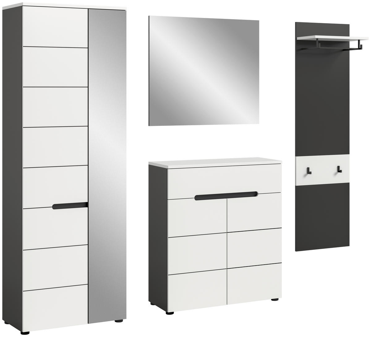 Garderobe Canu basaltgrau Nachbildung weiß B/H/T: ca. 220x190x37 cm Canu - weiß/basaltgrau (220,00/190,00/37,00cm) - xonox.home
